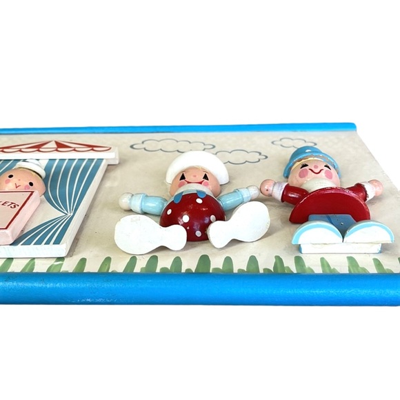 Vintage IRMI Wooden Circus Wall Plaque :: Hand-Painted Nursery Decor :: Blue - Picture 8 of 14